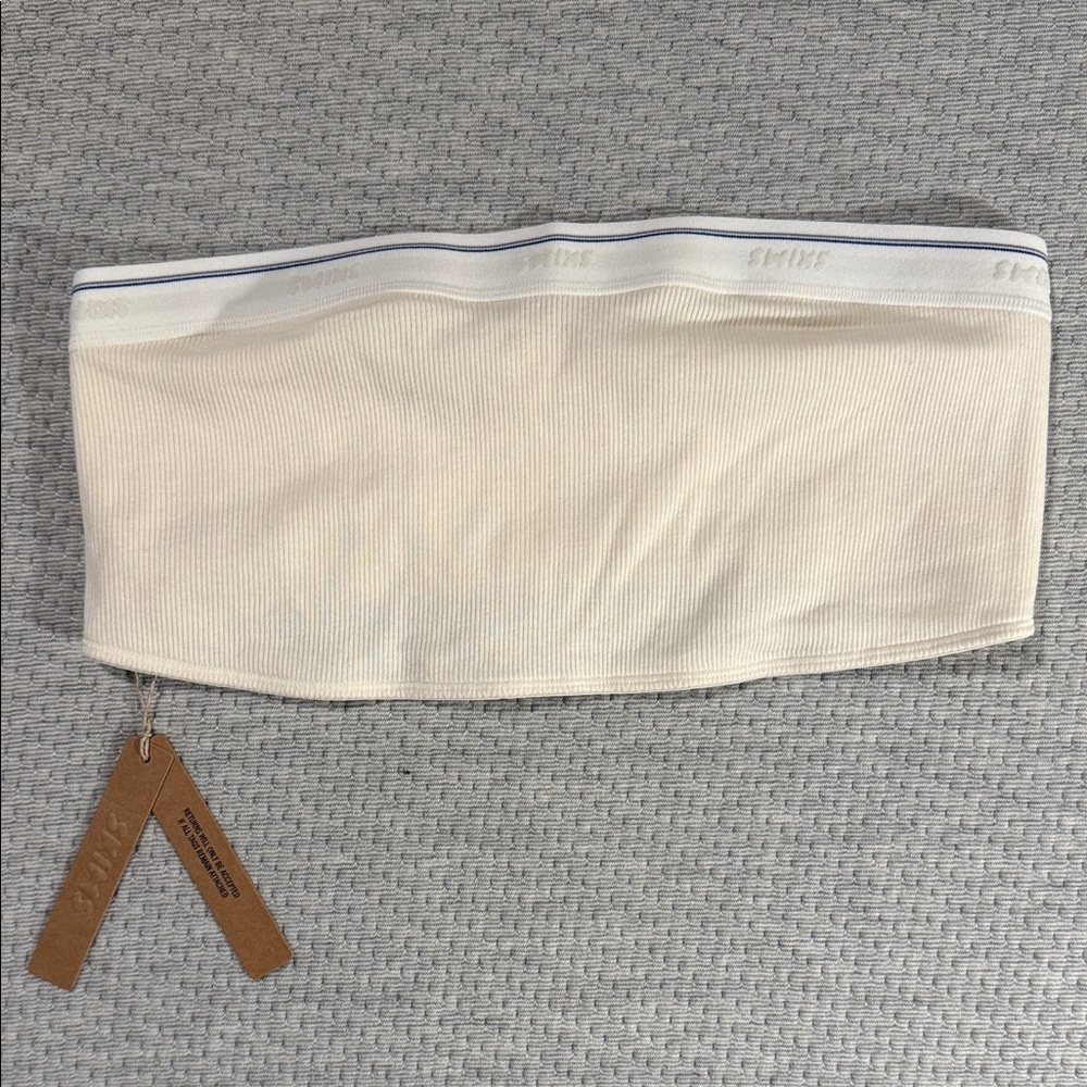 Skims Cotton Rib Bandeau Marble Stripe